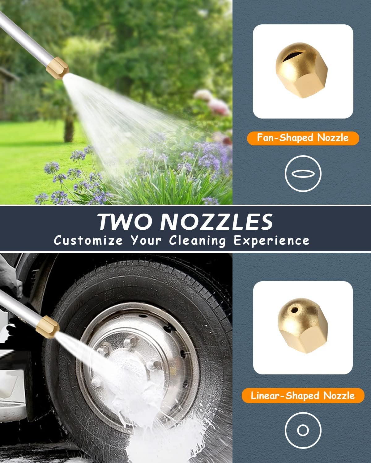 Garden Hose Spray Wand with Fan and Jet Nozzles — product view 2