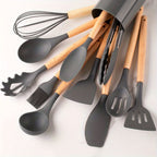 Silicone Kitchen Utensil Set with Wooden Handles, 12 Pieces — product view 7