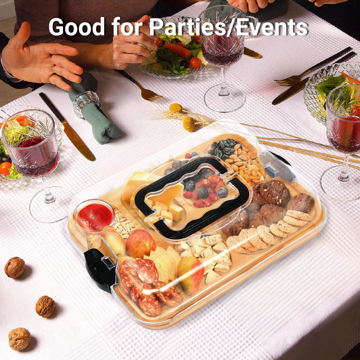Bamboo Six Compartment Serving Tray with Lid – product image 7