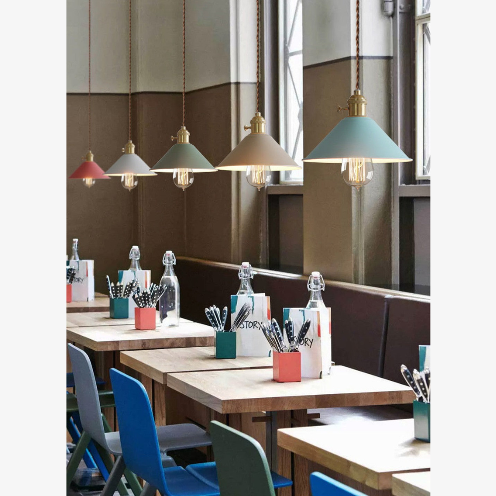 Matte Cone Pendant Light with Brass Fitting - view 8