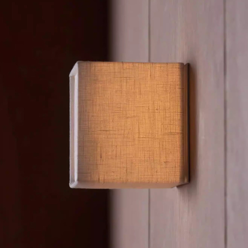 Fabric Cube LED Wall Sconce, White Japandi Design - view 12