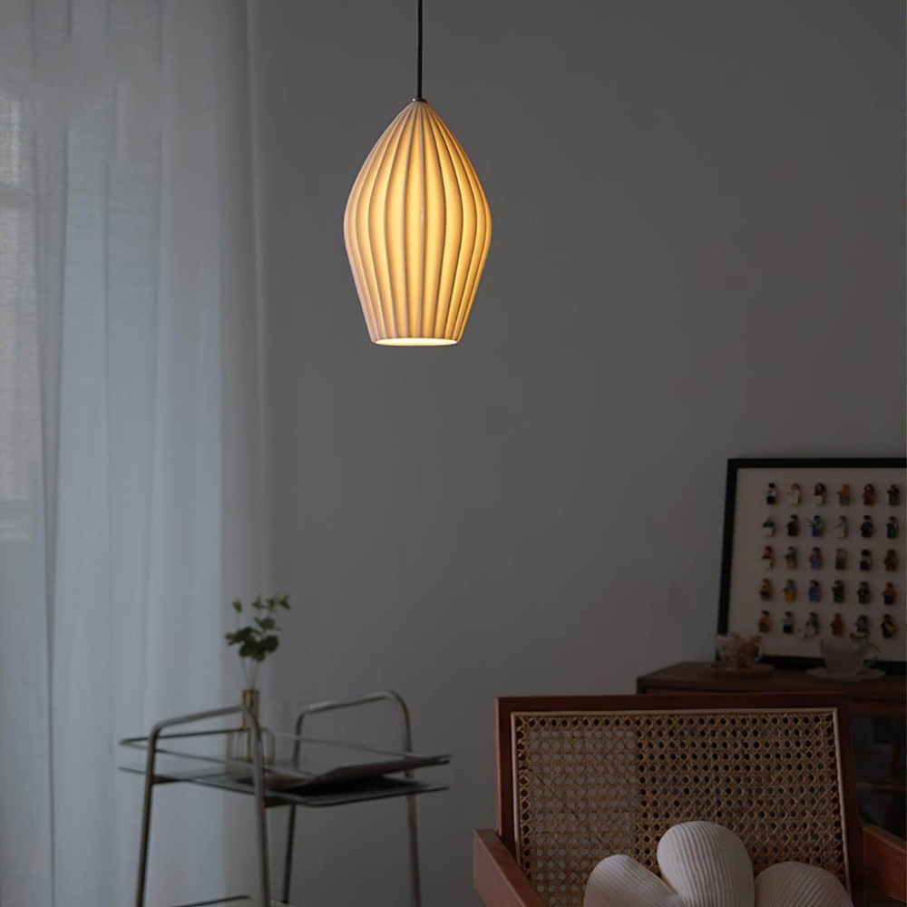 Ribbed Ceramic Teardrop Pendant Light - view 16