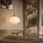 Layered Opal Glass Pendant Light, Art Deco Design - view 10