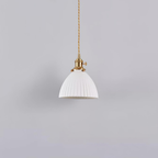 White Ribbed Ceramic Dome Pendant Light - view 13