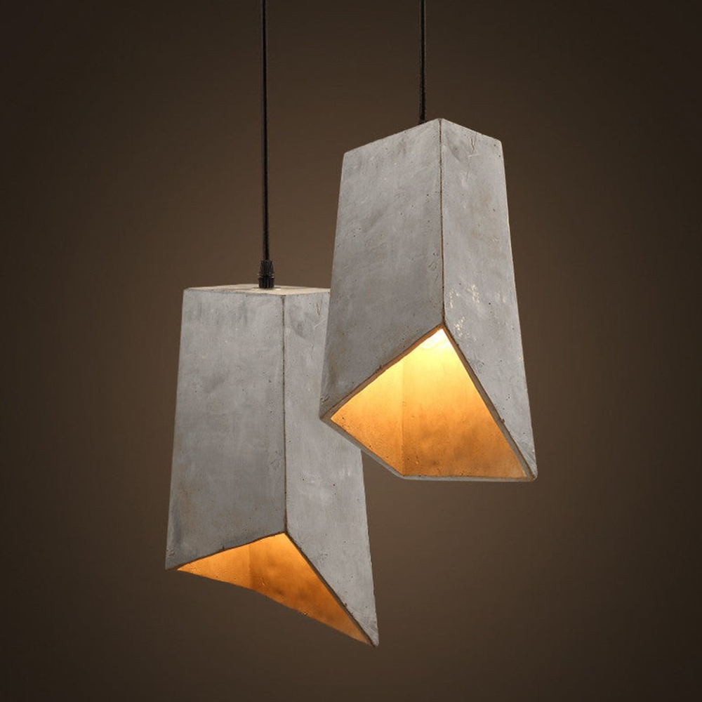 Asymmetric Concrete Pendant Light with Braided Cord - view 7