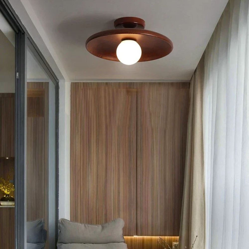 Wood-Shade LED Flush Ceiling Light, Scandinavian Style - view 6