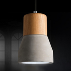 Concrete and Wood Pendant Light, Nordic Industrial Style - view 5