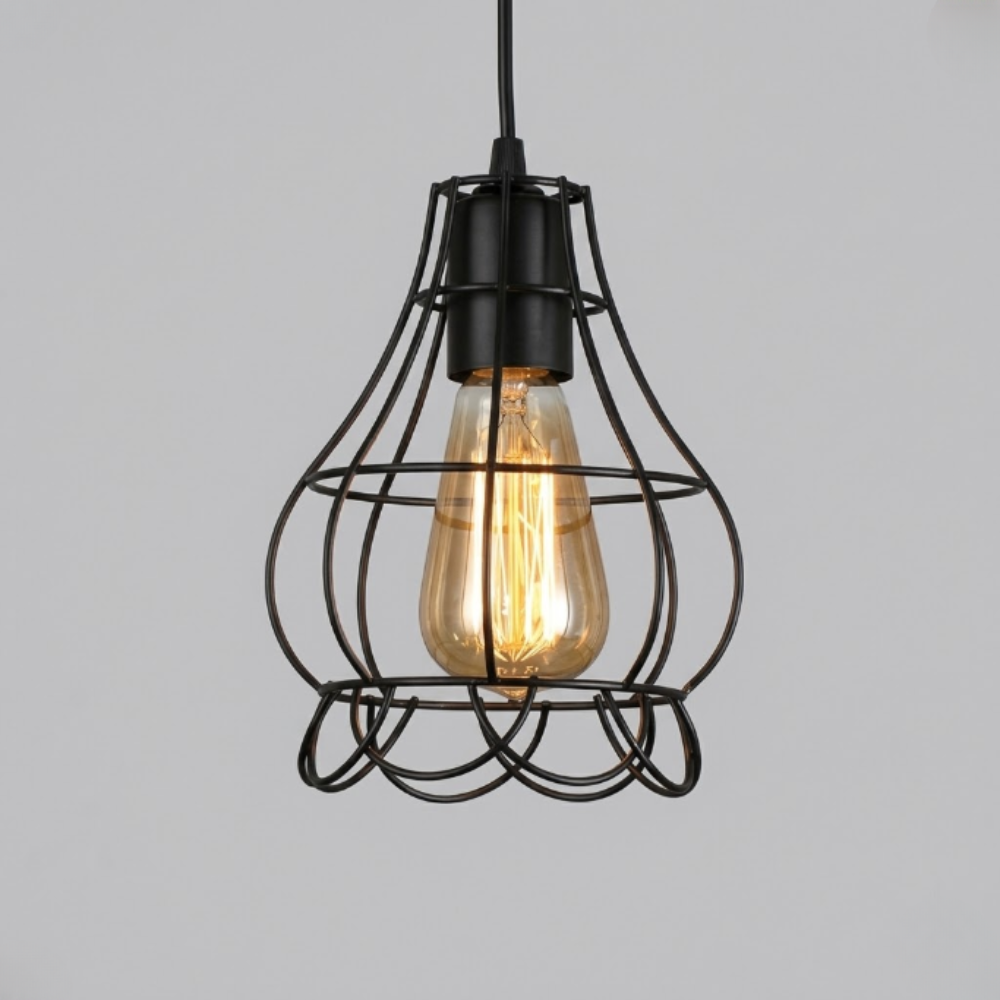 Geometric Wire Cage Pendant Light, Industrial Metal Design - view 6