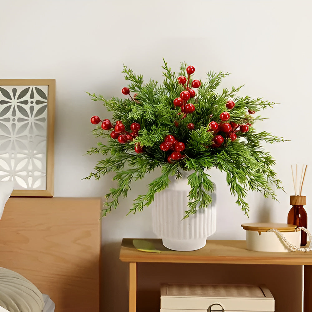 Artificial Pine Branch and Red Berry Decoration Set – image 5