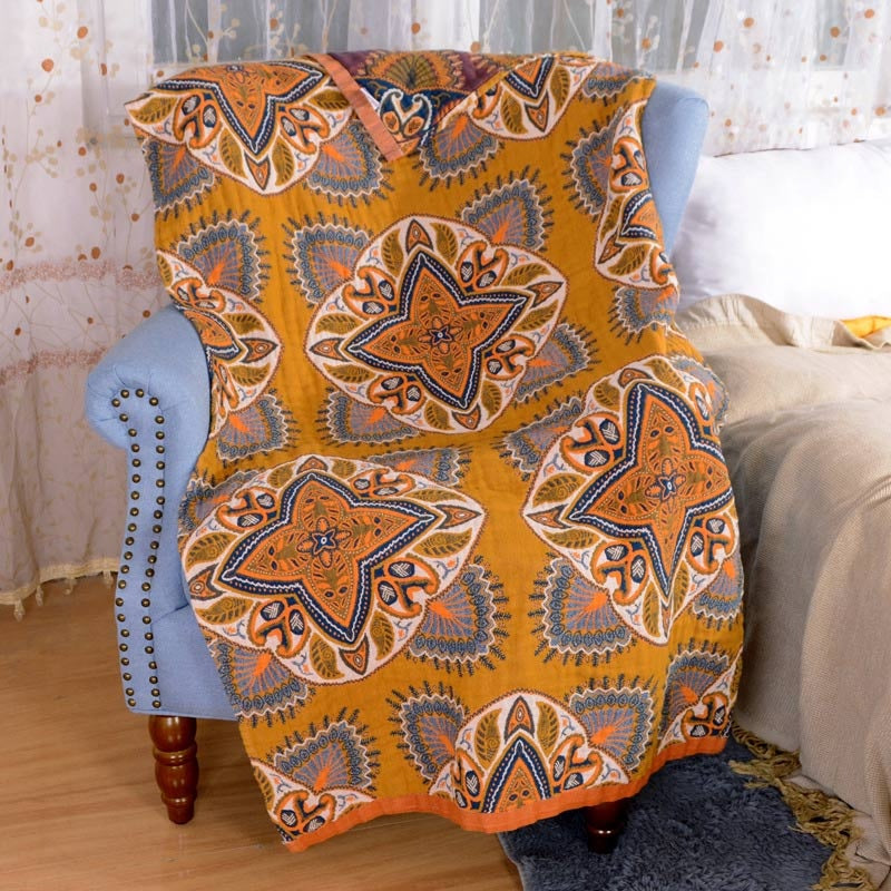 Reversible Diamond and Floral Cotton Bath Towel – image 4