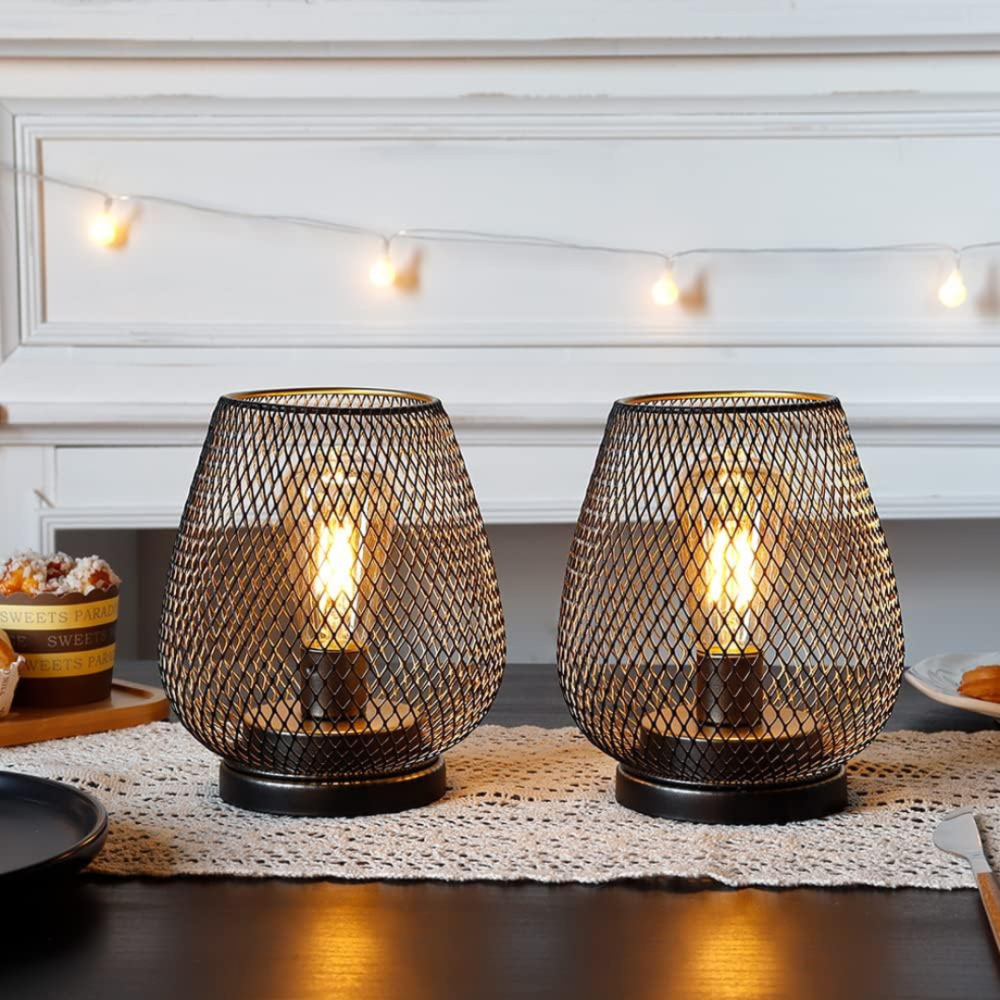 Battery-Powered Iron Mesh Table Lamp Set - view 6