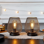 Battery-Powered Iron Mesh Table Lamp Set - view 6