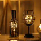 Bottle-Shaped Metal Table Lamp with Warm String Lights - view 4