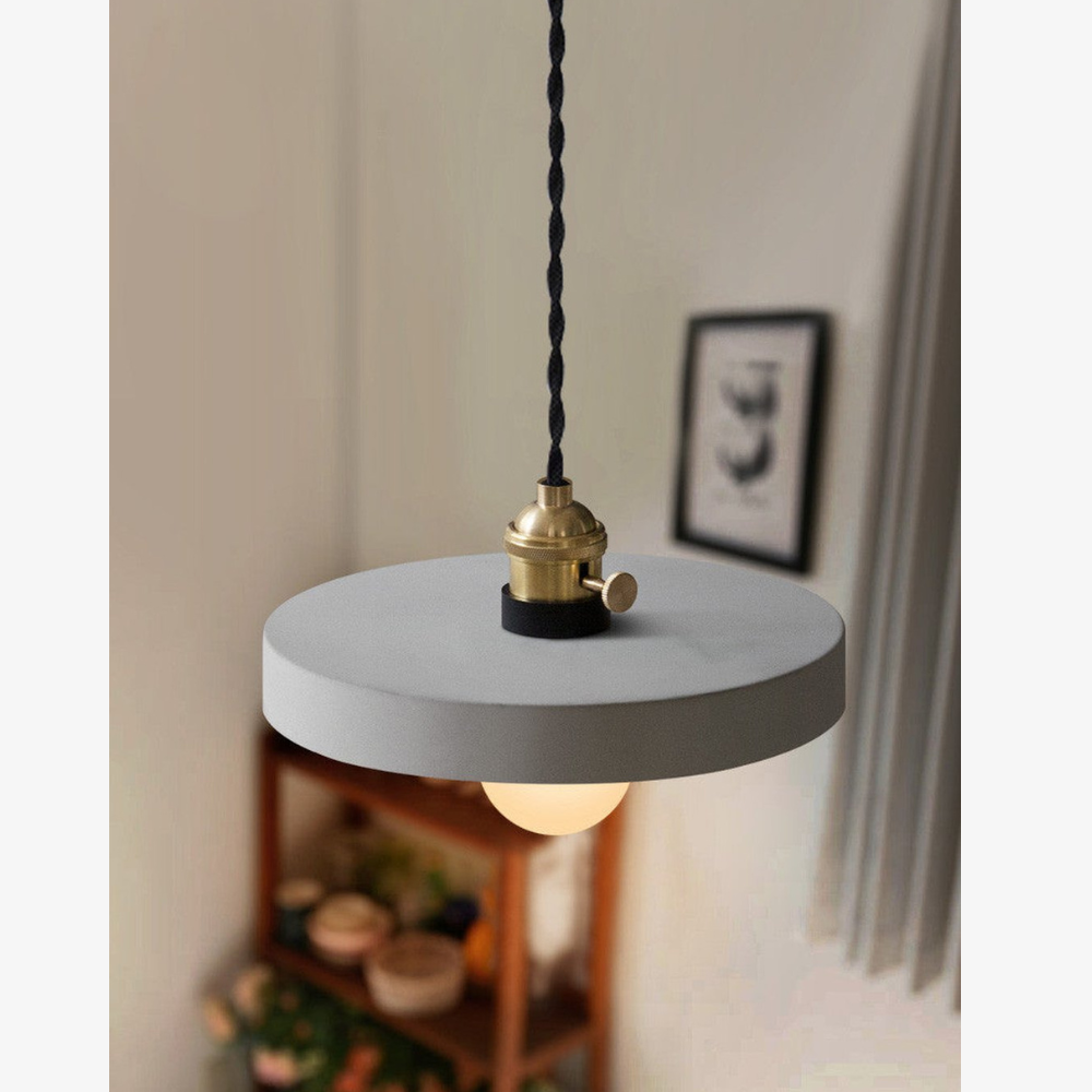 Geometric Concrete Pendant Light with Brass Detail - view 8