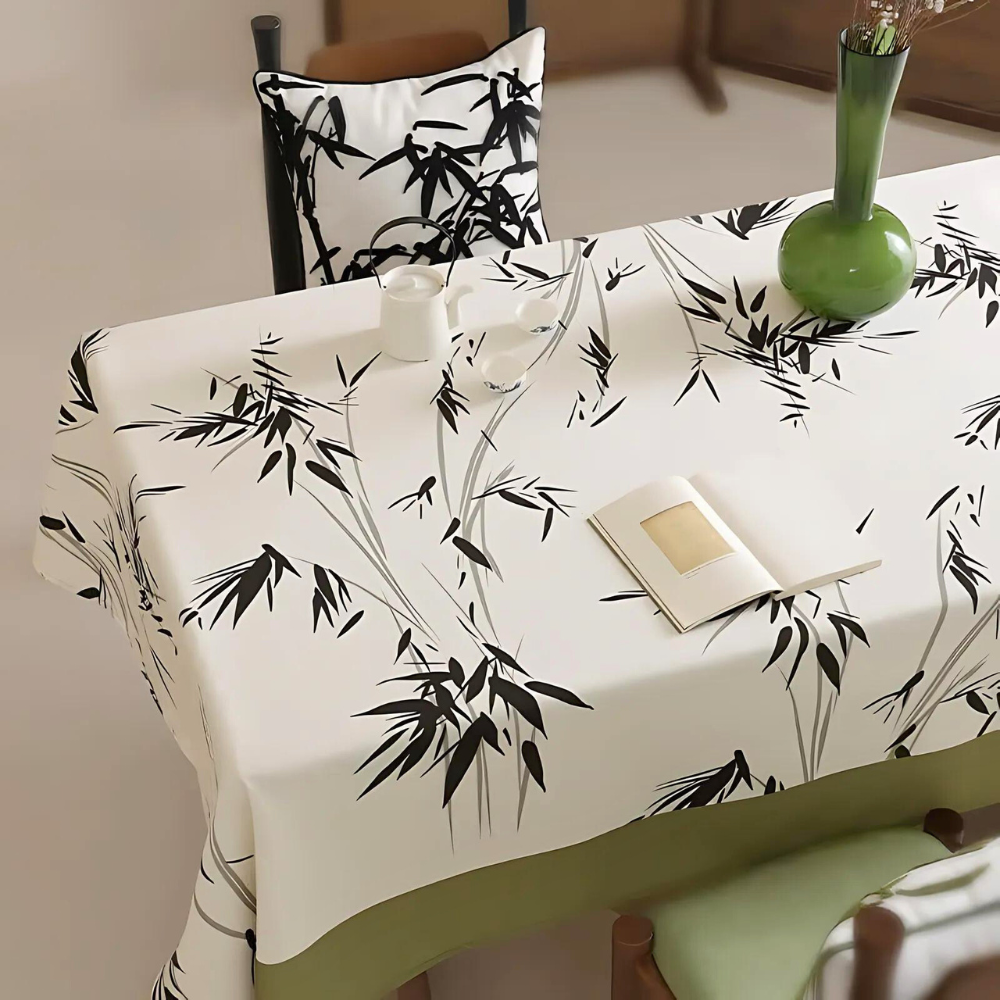 Bamboo Leaf Print Polyester Tablecloth – image 2