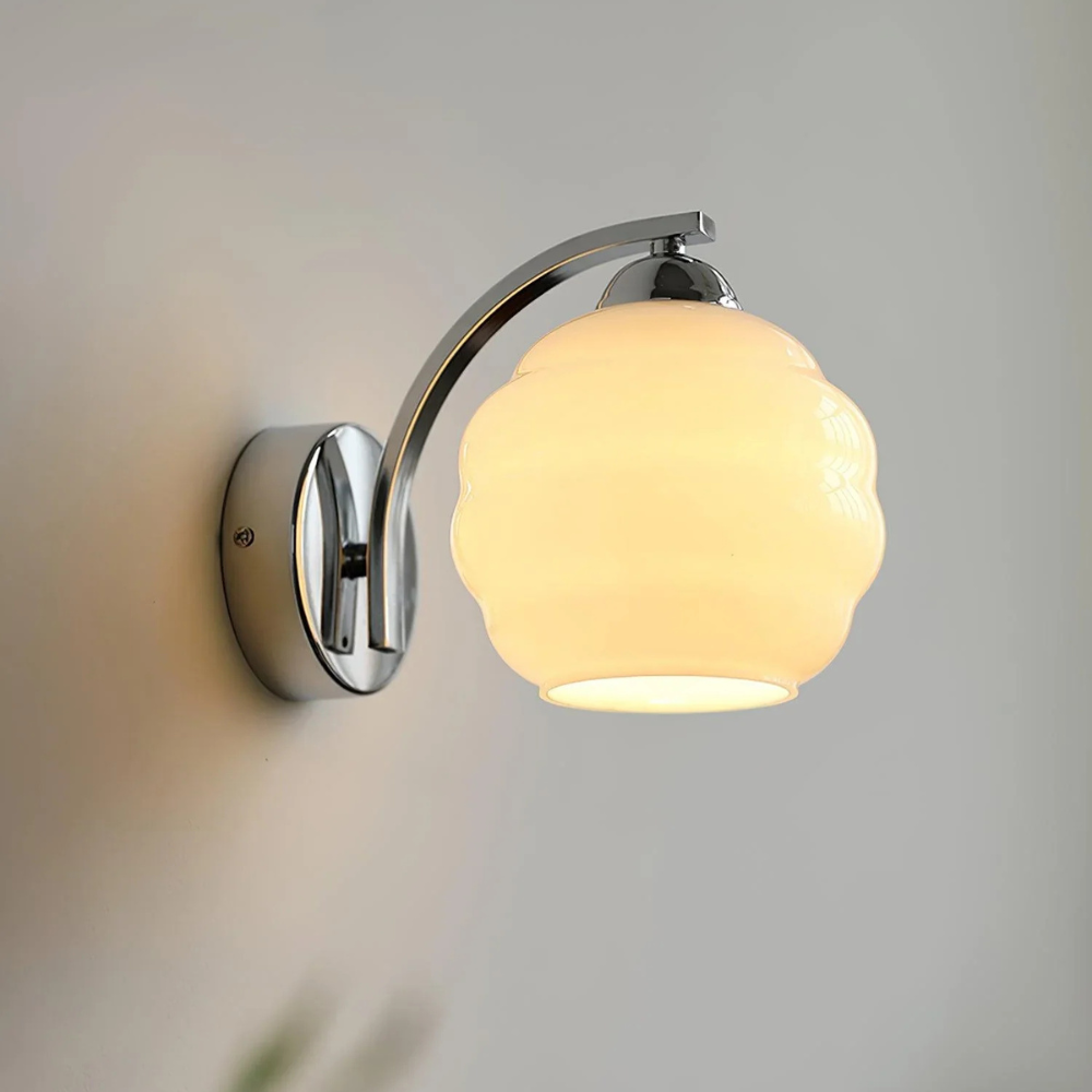 Ribbed Glass Globe Wall Sconce with Gold-Tone Fittings - view 21