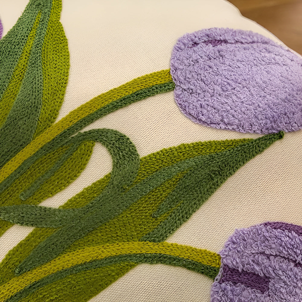 Embroidered Tulip Cotton Cushion Cover – image 5
