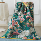 Crane and Floral Cotton Bath Towel 90 × 180 cm – image 5