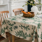 Pine and Bird Cotton Linen Fringe Tablecloth – image 7