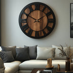 Vintage Roman Numeral Wooden Wall Clock — product view 3