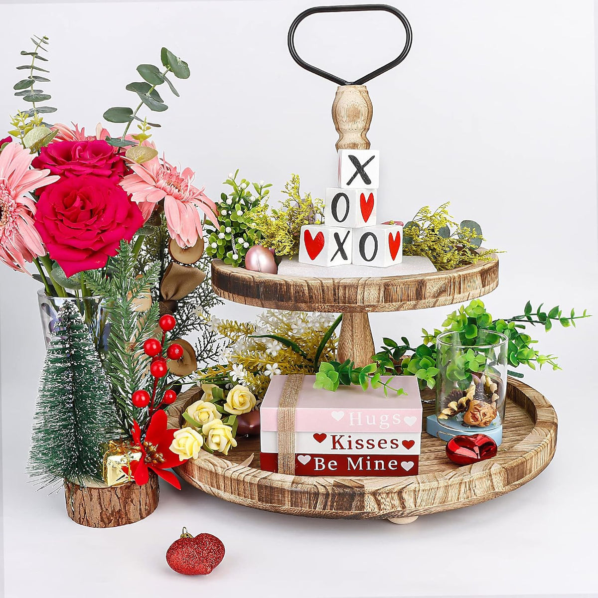 Wooden Valentine Book Stack, Decorative Tabletop Display — product view 3