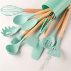 Silicone Kitchen Utensil Set with Wooden Handles, 12 Pieces — product view 8