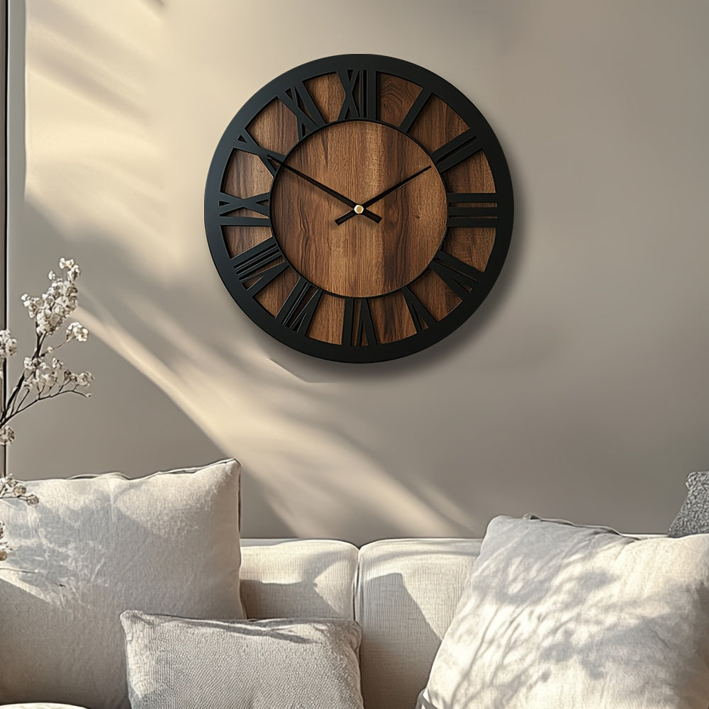 Vintage Roman Numeral Wooden Wall Clock — product view 11