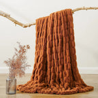 Ruched Faux Rabbit Fur Throw Blanket, Double-Sided Soft Texture — product view 13