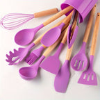 Silicone Kitchen Utensil Set with Wooden Handles, 12 Pieces — product view 9