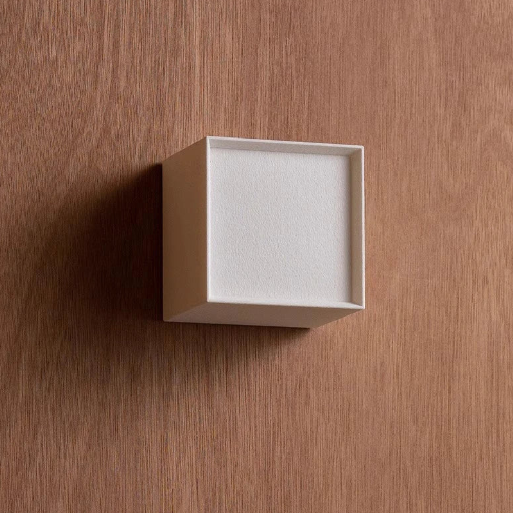 Fabric Cube LED Wall Sconce, White Japandi Design - view 11