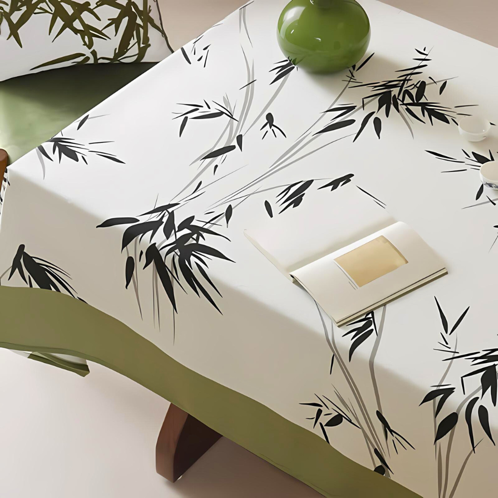 Bamboo Leaf Print Polyester Tablecloth – image 1