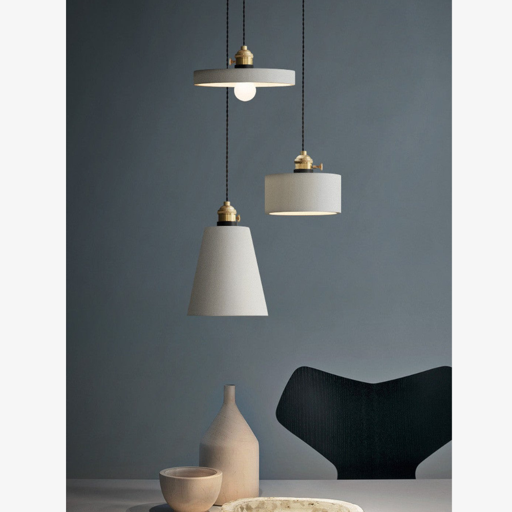 Geometric Concrete Pendant Light with Brass Detail - view 9