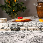Black Floral Cotton Blend Tassel Tablecloth – image 4
