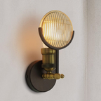 Ribbed Fresnel Glass Wall Sconce with Brass Finish - view 8