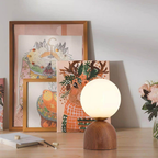 Glass Globe Table Lamp with Wood Base, UK Plug - view 9