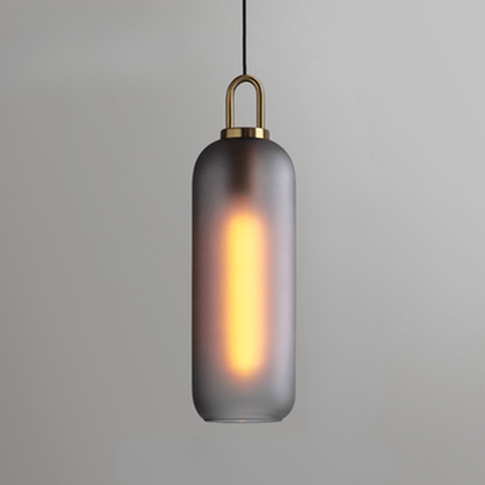 Glass Globe or Capsule Pendant Light with Brass Arch - view 21