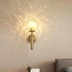 Glass Globe Wall Sconce with Black or Gold-Tone Frame - view 6
