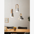 Tapered Metal Pendant Light with Wood-Look Detail - view 8