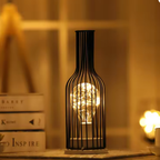 Bottle-Shaped Metal Table Lamp with Warm String Lights - view 3
