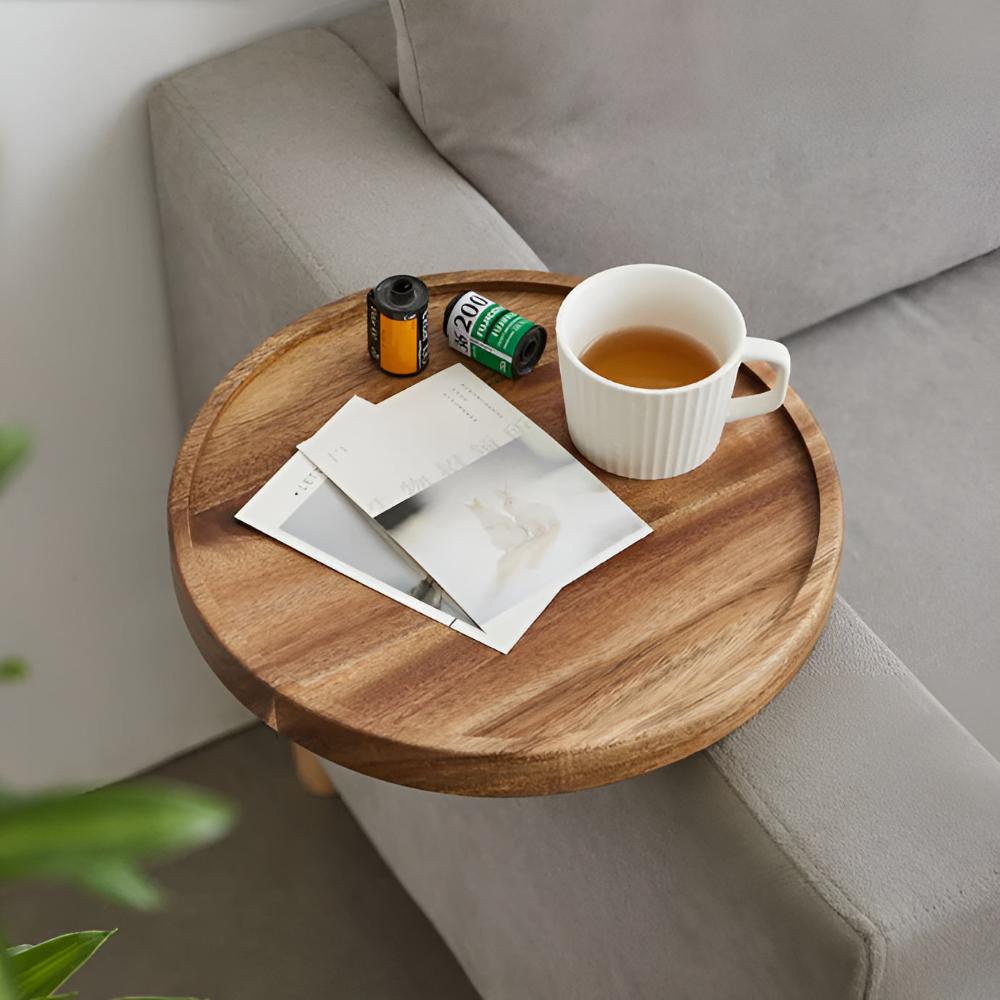 Adjustable Wood-Effect Sofa Armrest Tray – image 8