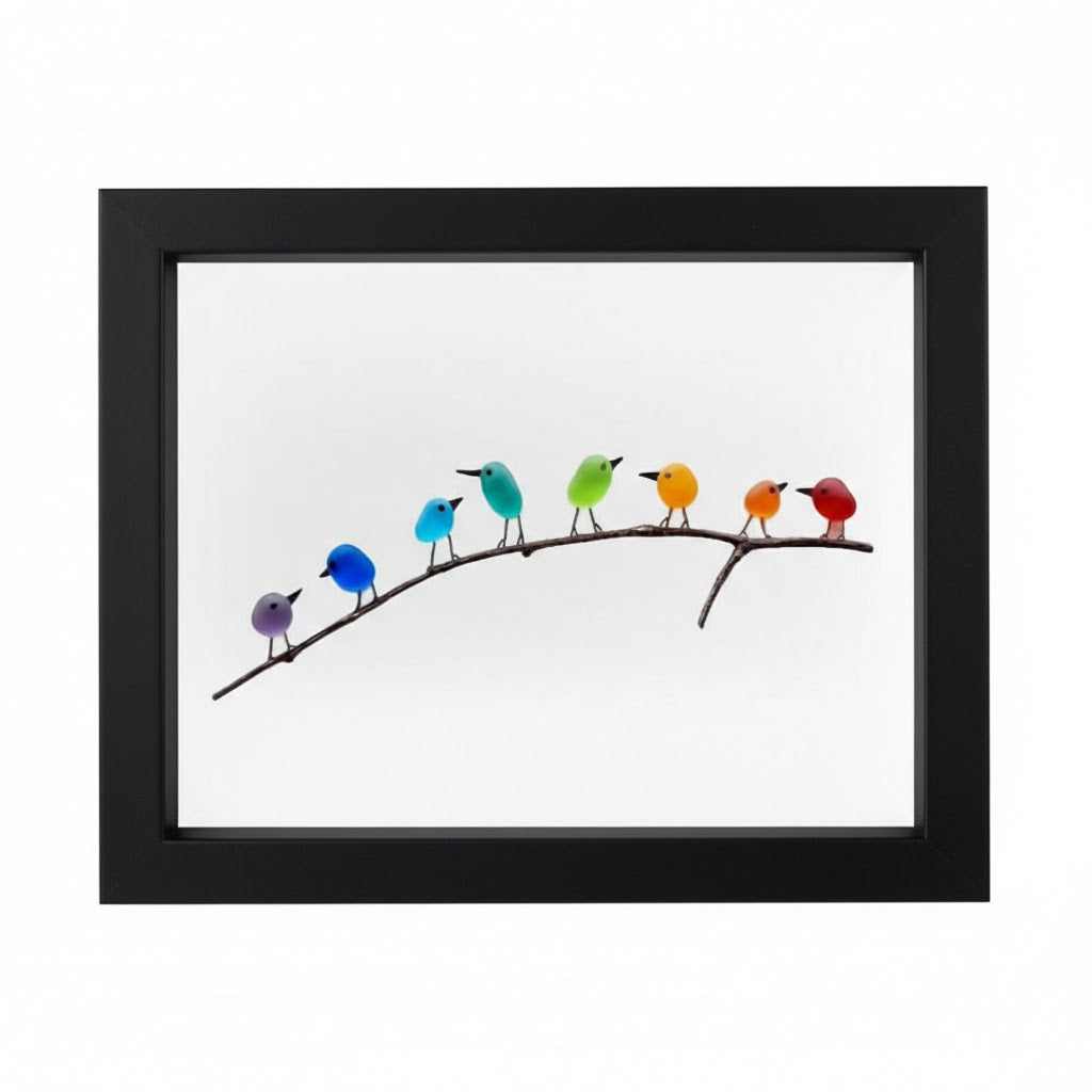 Coastal Bird Shadow Box Wall Art, Sea Glass and Driftwood — product view 10