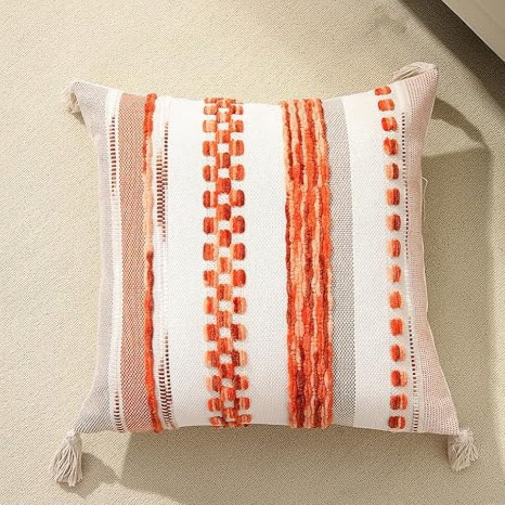 Reversible Striped Tassel Cushion Cover – image 5
