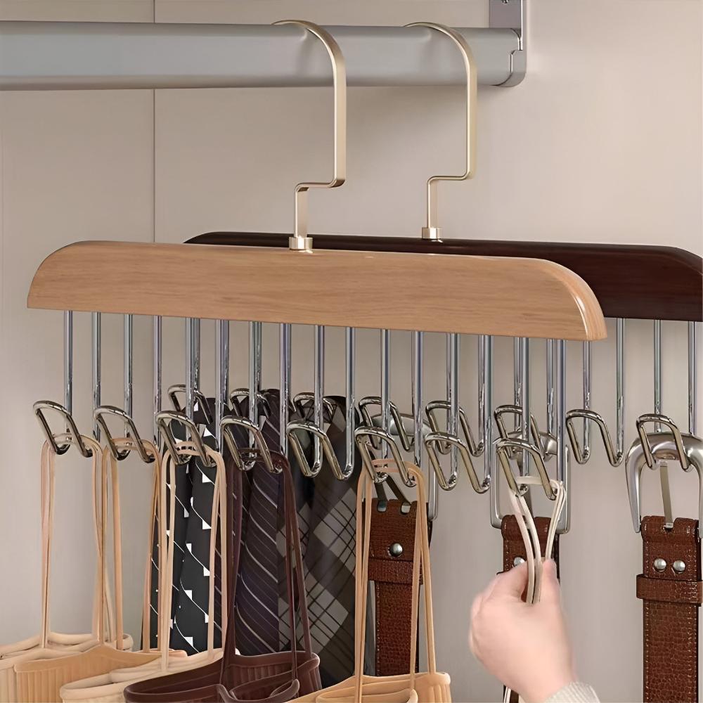 Wooden Eight-Hook Rotating Accessory Hanger – image 8