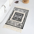 Black and White Geometric Tassel Rug – image 3
