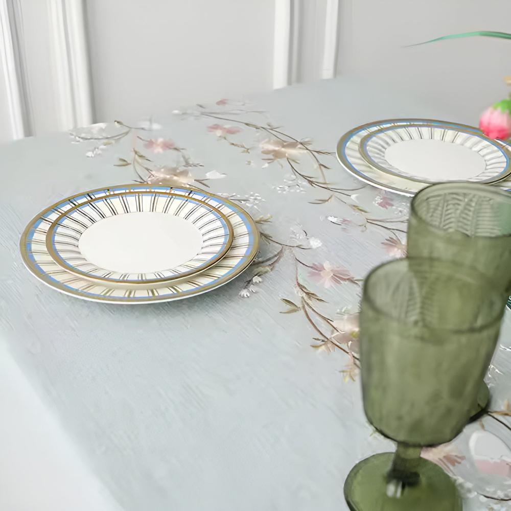 Floral Embroidered Polyester Tassel Tablecloth – image 6