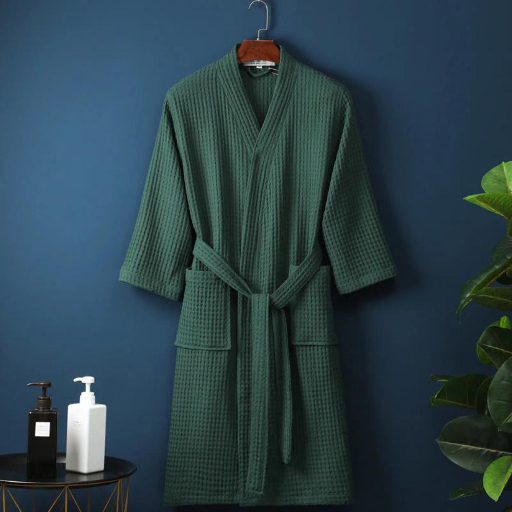 Waffle Bathrobe — Dark Green