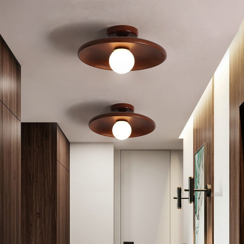 Wood-Shade LED Flush Ceiling Light, Scandinavian Style - view 4