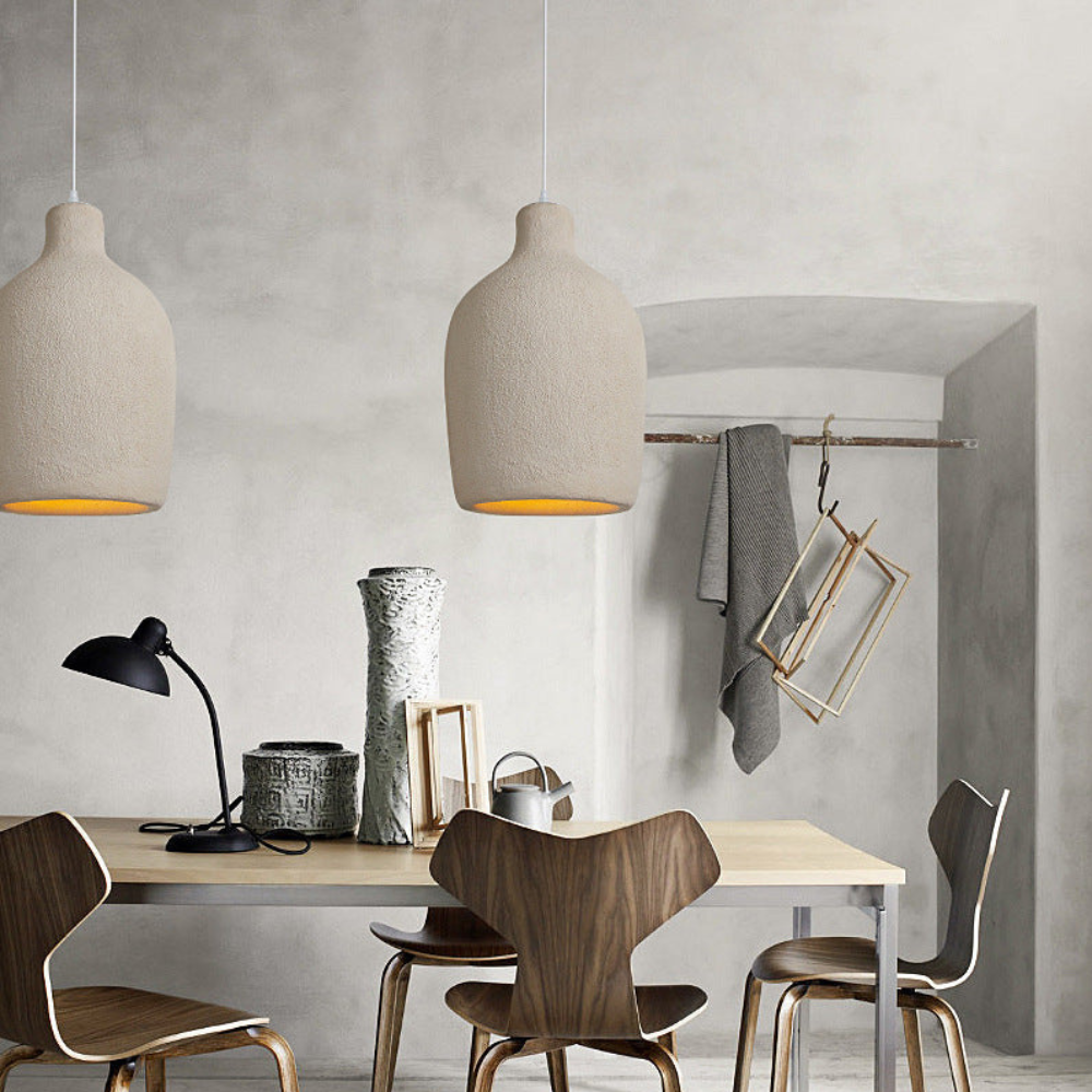Textured Stone-Effect Pendant Light, Japandi Design - view 11
