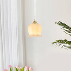 Floral Resin Pendant Light with Brass Hardware - view 10