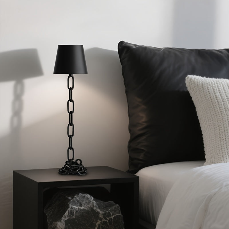 Chain-Link LED Table Lamp, Black Rechargeable Touch Light - product view 3